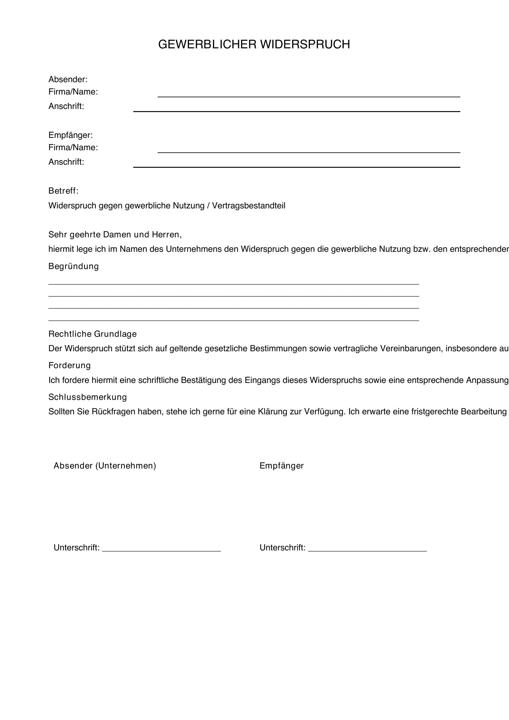 Gez Widerspruch Vorlage