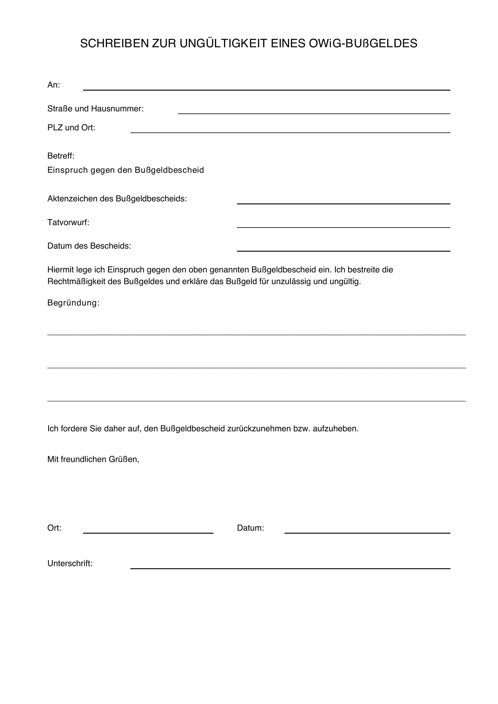 Owig Ungültig Musterschreiben
